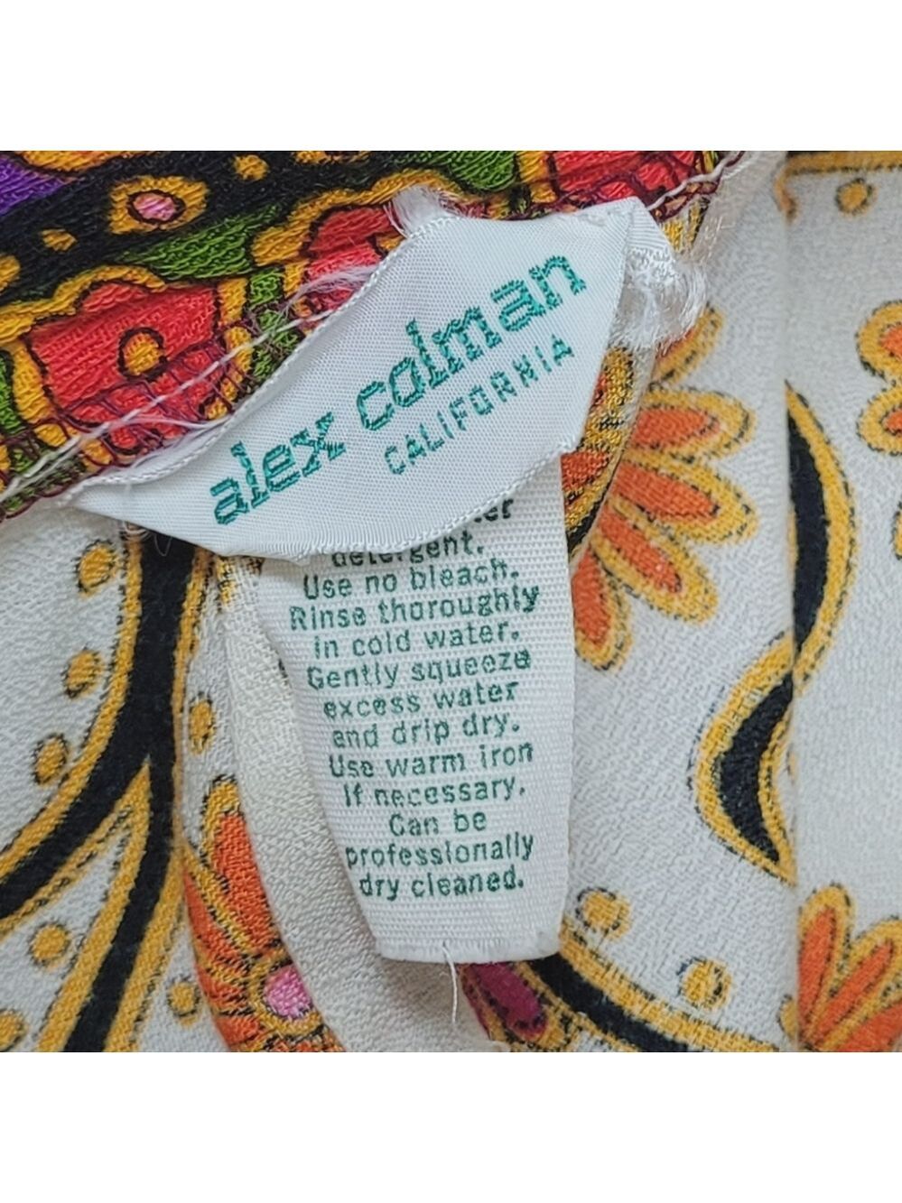 60s Vintage Alex Coleman Psychedelic Neon Multi-color Floral Palazzo Pants M-L - Picture 12 of 14